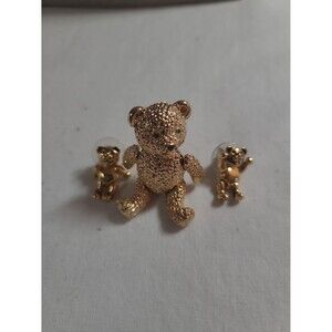 Bear brooch and earrings set